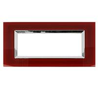 SANDASDON Placca Plexi 7M 7 Moduli Posti Plexiglass Lucido Effetto Vetro Cristallo Compatibile Con Bticino Living (Rosso Pompeiano)