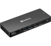 SANDBERG 13-in-1 Pro Docking Station USB-C Con Presa Cuffie Grigio