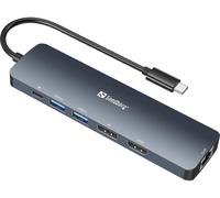 Sandberg 136-43 replicatore di porte e docking station per laptop USB 3.2 Gen 1 (3.1 Gen 1) Type-C Grigio