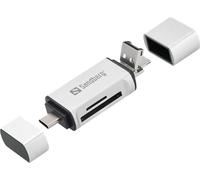 Sandberg Lettore di Schede USB-C+USB+MicroUSB - Scheda SD, MicroSD, SDHC, SDXC, Argento, 1 pezzo(i), 80 mm, 16 mm