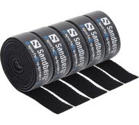 Sandberg Cable Velcro Strap 5-pack (Cable Velcro Strap 5-pack - Cable Velcro Strap 5-pack, - Hook & loop cable tie, Black, 100 NEW