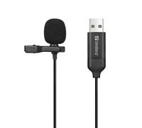 Sandberg Streamer, microfono con clip USB, omnidirezionale, microfono lavalier a clip, per computer portatile, USB-A, Plug & Play, per lo streaming di riunioni online, giochi, registrazione video,