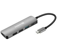 Sandberg USB-C Dock HDMI+3xUSB+PD 100W USB-C Dock HDMI+3xUSB+PD, 136-32 (USB-C Dock HDMI+3xUSB+PD 100W, Wired, USB 3.0 (3.1 Gen 1) Type-C, 100 W, Grey, 4K Ultra HD, Aluminium)