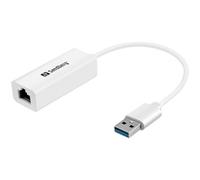 Sandberg USB3.0 Gigabit Network Adapter (USB3.0 Gigabit Network Adapter - USB3.0 Gigabit Network - Adapter, USB-A, RJ-45, Male/Female, White - Warranty: 60M)
