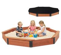 Sandbox ottagonale in legno di cedro, grande sabbiera con panca a 4 posti
