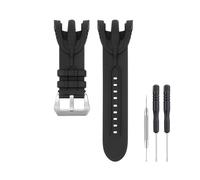 SANDEIN Cinturino di ricambio per orologio da 38 mm, compatibile con Invicta, in morbida gomma di silicone, per cronografo Invicta Venom Reserve (nero + fibbia argentata)