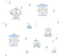 Sanders & Sanders carta da parati animali blu e bianco 53 cm x 10 m