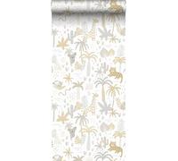 Sanders & Sanders carta da parati animali della giungla giallo ocra, grigio e beige 53 cm x 10 m