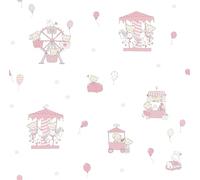 Sanders & Sanders carta da parati animali rosa e bianco 53 cm x 10 m