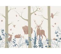 Sanders & Sanders fotomurale animali della foresta blu, beige e colore sabbia 400 x 280 cm