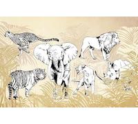 Sanders & Sanders fotomurale animali della giungla beige e bianco e nero 424 x 280 cm