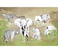 Sanders & Sanders fotomurale animali della giungla giungla verde e bianco e nero 424 x 280 cm