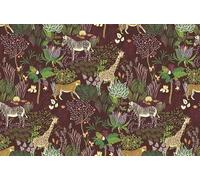 Sanders & Sanders fotomurale animali della giungla verde e viola melanzana 424 x 280 cm