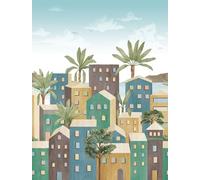 Sanders & Sanders fotomurale case mediterranee multicolore 212 x 280 cm