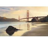 Sanders & Sanders fotomurale Golden Gate bridge rosso, colore sabbia e blu 400 x 250 cm