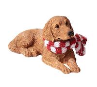 Sandicast Golden Retriever with Red And White Scarf Ornamento di Natale, Rosso