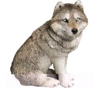 Sandicast Large Life Size Gray Wolf Sculpture, White, Mid Size