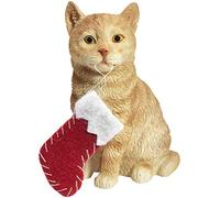Sandicast Shorthair Ginger Tabby Cat con cappello di Babbo Natale ornamento natalizio