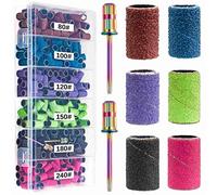 Sanding Bands for Nail Drill,300pcs Professional Nail Sanding Bands 80#100#120#150#180#240# Different Grits Sanding Bands with 3/32inch Mandrel Nail Drill Bit for Electric File Nail Drill Machine