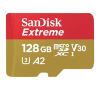 SanDisk 128 GB Scheda microSDXC Extreme per Action Cams e Drones + adattatore SD + RescuePRO Deluxe, fino a 190 MB/s, con A2 App Performance, UHS-I, Classe 10, U3, V30