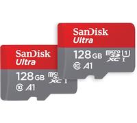 SanDisk 128 GB Ultra microSDXC UHS-I scheda, con adattatore SD, fino a 140 MB/s, prestazioni dell'app A1, Classe 10, U1. Twin Pack