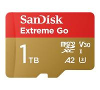 SanDisk 1TB Extreme Go scheda microSDXC + adattatore SD (per smartphones e Tablet Android, Action Cam, Drones, UHS-I, fino a 200 MB/s, 5K, 4K, UHD, V30, Rescue PRO Deluxe, Class 10, U3) per Amazon