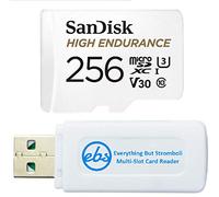 SanDisk 256GB High Endurance Video MicroSDXC Card for Dash Cams Works with Garmin Mini 2, 47, 57, 67W Series (SDSQQNR-256G-GN6IA) Bundle with Everything But Stromboli SD & Micro SD Memory Card Reader