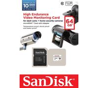 SanDisk 64GB Alta Endurance Video Monitoraggio Dash Cam Micro SDXC Memoria Card