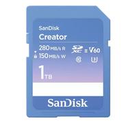 SanDisk Creator Scheda SD UHS-II 1TB (Per DSLR i Fotocamere Mirrorless, 6K i 4K Video, V60, UHS-II, Velocità fino a 280 MB/s, RescuePro Deluxe, Class 10, U3, 1 mese di Adobe Creative Cloud)