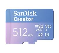 SanDisk Creator 512 GB MicroSDXC UHS-I Classe 10 (SanDisk Creator - Flash memory card [microSDXC to SD adapter included] - 512 GB - A2 / Video Class V30 / UHS-I U3 - microSDXC UHS-I)