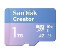 SanDisk Creator Carta microSDXC UHS-I 1 TB + Adapter (Per Smartphone, Action Camera e Droni, 5,3K i 4K, A2, C10, V30, U3, fino a 190 MB/s, 3 mesi di Adobe Lightroom inclusi)