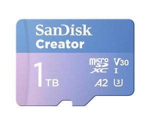 SANDISK Creator Carta microSDXC UHS-I 128 GB + Adapter (Per Smartphone, Action Camera e Droni, 5,3K i 4K, A2, C10, V30, U3, fino a 190 MB/s, 3 mesi di Adobe Lightroom inclusi)