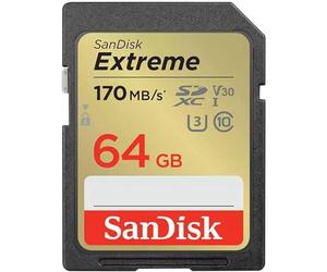 SanDisk Extreme 64GB SDXC Memory Card up to 150MB/s, Class 10, U3, V30