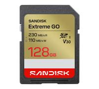 SANDISK Extreme Go SD UHS-I da 128 GB, fino a 230 MB/s in lettura, 110 MB/s in scrittura, scheda di memoria per video 4K per DSLR e fotocamera mirrorless, garanzia limitata limitata