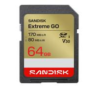 SANDISK Extreme Go - Scheda di memoria SD UHS-I da 64 GB, fino a 170 MB/s in lettura, 80 MB/s in scrittura, per video 4K per DSLR e fotocamere mirrorless
