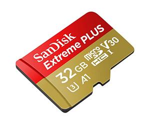 SanDisk Extreme Plus 32 GB MicroSDHC Memory Card, SD Adapter With A1 App Performance And Rescue Pro Deluxe, Up to 95 MB/s, Class 10, UHS-I, U3, V30