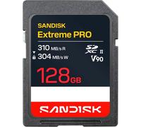 SANDISK Extreme PRO SD UHS-II V90 Scheda 128 GB (velocità di lettura fino a 310 MB/s, velocità di scrittura fino a 304 MB/s, compatibile con fotocamere reflex e mirrorless)