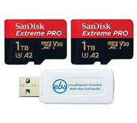 SanDisk Extreme Pro 1TB Micro SD (2) schede di memoria funziona con GoPro Action Camera Hero 12 Black (SDSQXCD-1T00-GN6MA) V30 U3 Bundle con (1) Everything But Stromboli MicroSDXC e lettore di schede