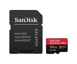 SanDisk Extreme Pro 512 GB microSDXC Memory Card + SD Adapter with A2 App Performance + Rescue Pro Deluxe 170 MB/s Class 10, UHS-I, U3, V30