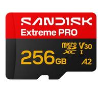 SANDISK Extreme PRO Scheda microSD UHS-I + SD Adapter, 256 GB (velocità di lettura fino a 250 MB/s e velocità di scrittura fino a 170 MB/s, 5K, 3K, 4K UHD, C10, V30, U3, A2)