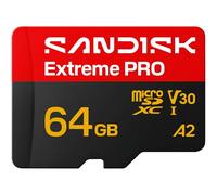 SANDISK Extreme PRO Scheda microSD UHS-I + SD Adapter, 64 GB (velocità di lettura fino a 200 MB/s e velocità di scrittura fino a 90 MB/s, 5K, 3K, 4K UHD, C10, V30, U3, A2)