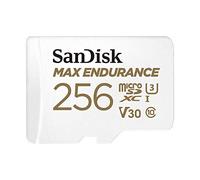 SanDisk MAX ENDURANCE Video Monitoring for Dashcams & Home Monitoring 256 GB microSDXC Memory Card + SD Adaptor 120,000 Hours Endurance, White