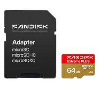 SCHEDA DI MEMORIA SANDISK Extreme Plus 64GB Scheda microSDXC + adattatore SD, Classe 10, U3, V30