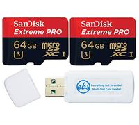 SanDisk - Scheda di memoria Micro SD Extreme Pro da 64 GB (2) funziona con GoPro Action Camera Hero 12 Black (SDSQXCU-064G-GN6MA) U3 V30 Bundle con (1) Everything But Stromboli MicroSDXC e lettore di