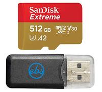 SanDisk - Scheda di memoria MicroSDXC Extreme da 512 GB, compatibile con GoPro Max 2, HERO13 Black, Lit Hero, Ultra Wide (SDSQXAV-512G-GN6MN), V30 U3 A2, Bundle con (1) Everything But Stromboli Reader