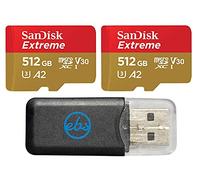 SanDisk - Scheda di memoria MicroSDXC Extreme da 512 GB, compatibile con GoPro Max 2, HERO13 Black, Ultra Wide (SDSQXAV-512G-GN6MN), V30 U3 A2, Bundle con (1) Everything But Stromboli Reader