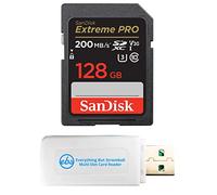 SanDisk - Scheda di memoria SD Extreme Pro da 128 GB funziona con fotocamera mirrorless Sony Alpha a7 III, a7 II, a7, a7s, a7s II (SDSDXXD-128G-GN4IN) Bundle con 1 lettore di schede MicroSDXC e SD