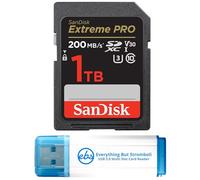 Sandisk - Scheda di memoria SD Extreme Pro SDXC UHS-I da 1 TB, compatibile con Sony ZV-E10, A7 IV, ZV-E10 II Alpha Camera (SDSDXXD-1T00-GN4IN) Bundle C10 con (1) lettore di schede Everything But