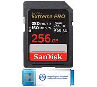 SanDisk - Scheda di memoria SDXC Extreme Pro UHS-II da 256 GB (SDSDXEP-256G-GN4IN) con 1 lettore di schede SD Everything But Stromboli