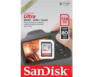 SanDisk Ultra 128GB SDXC Memory Card, Up to 120 MB/s, Class 10, UHS-I, V10